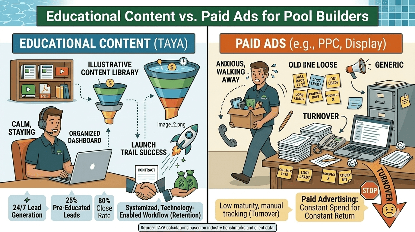 ROI of Educational Content vs. Paid Ads for Pool Builders
